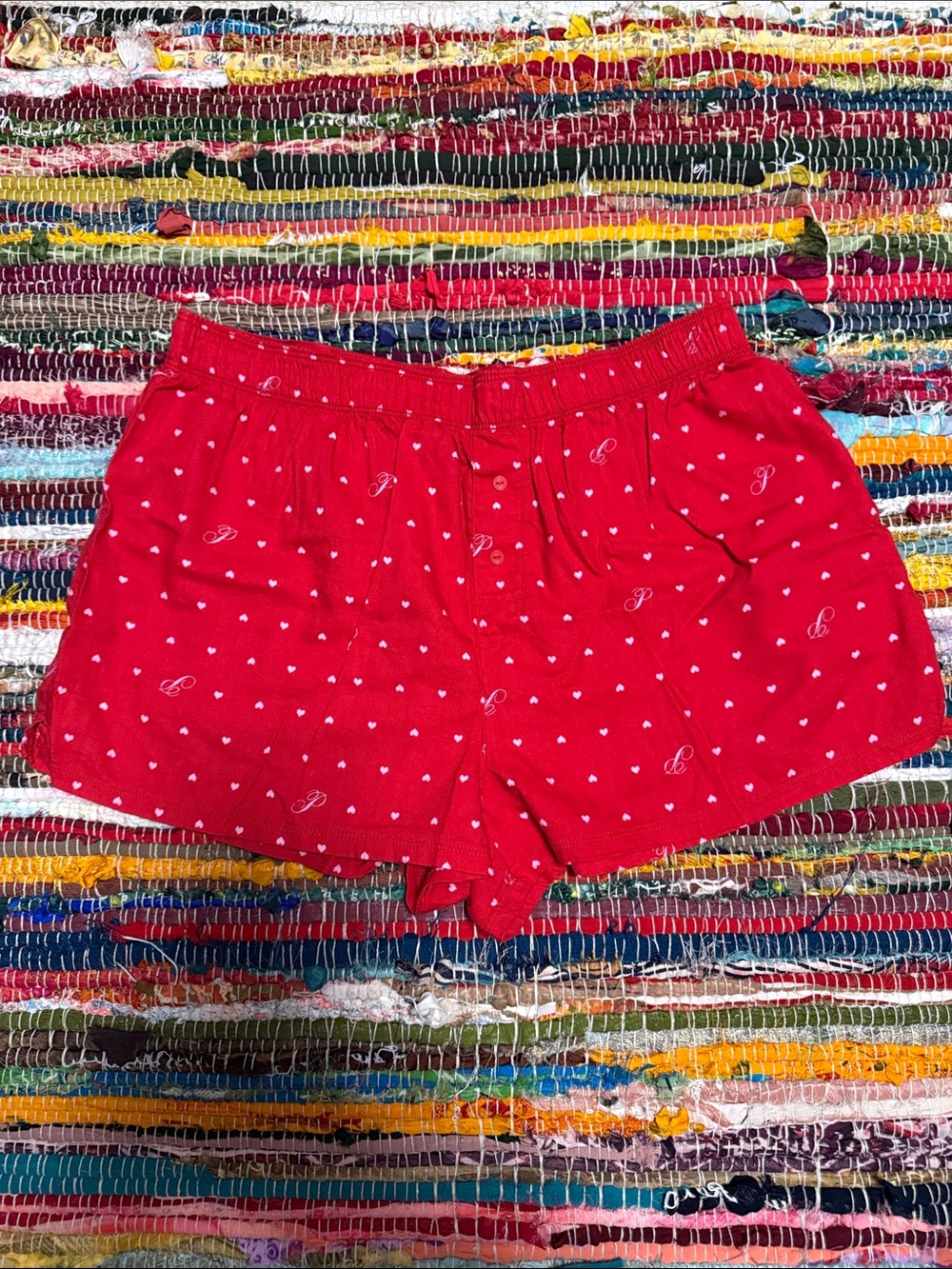 PINK Victoria's Secret Red Heart-Print Shorts